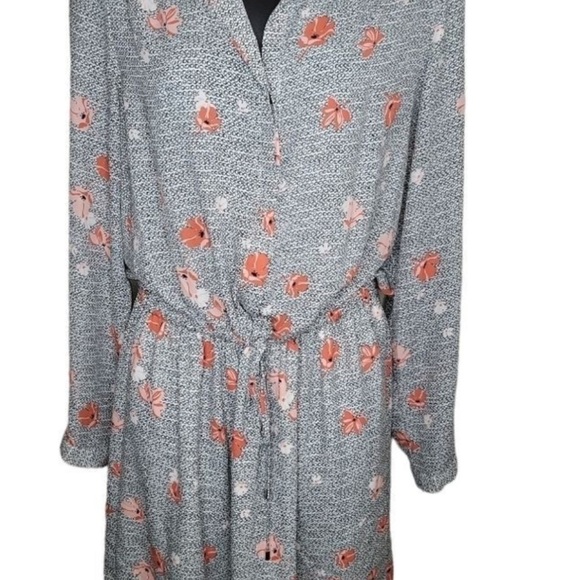 Halogen Gray and Pink Floral Long Sleeve Dress - Picture 2 of 5